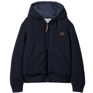 (W) Miu Miu Wool and Cashmere Down Jacket Blue
