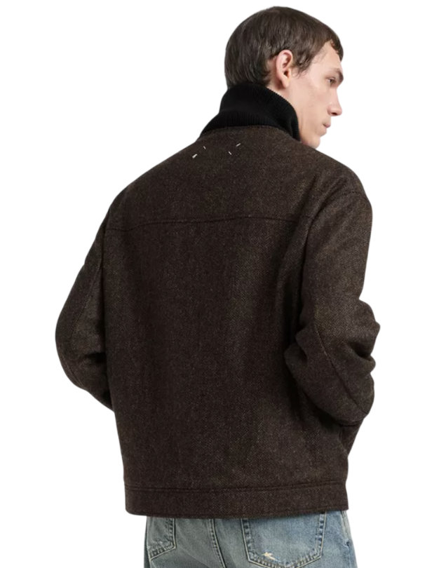 Herringbone Wool Zip Jacket 