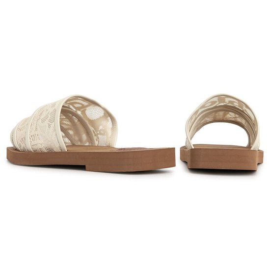 WOODY FLAT Slides - Beige