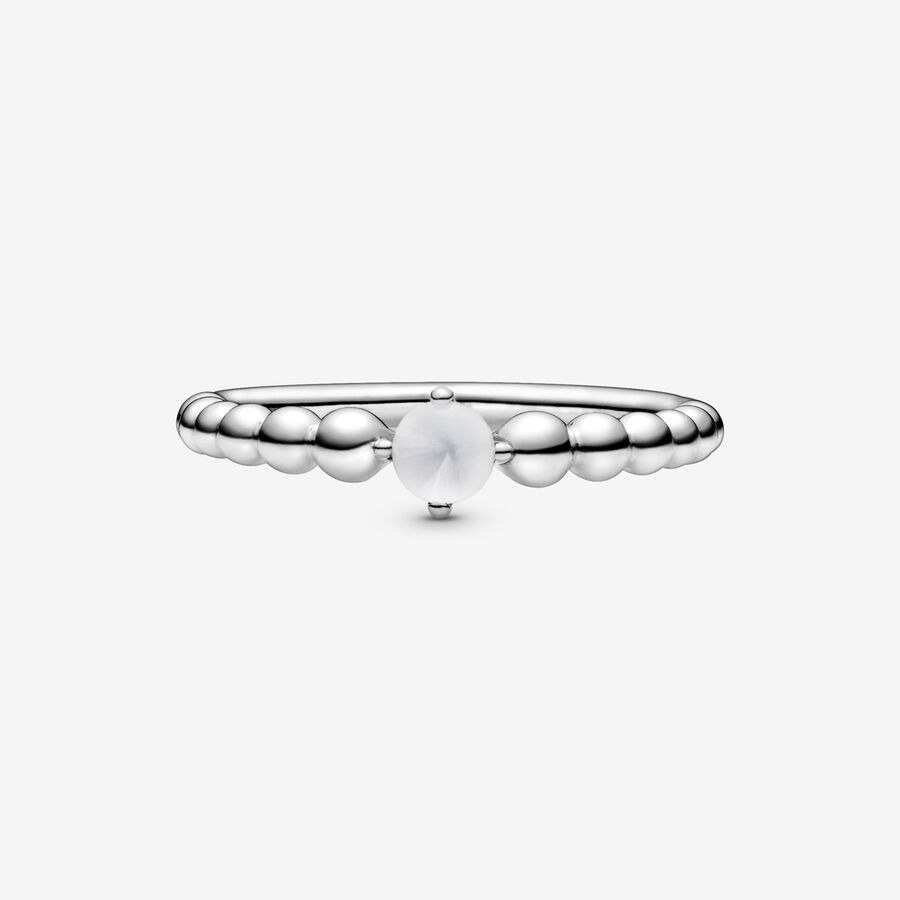 April Milky White Beaded Ring