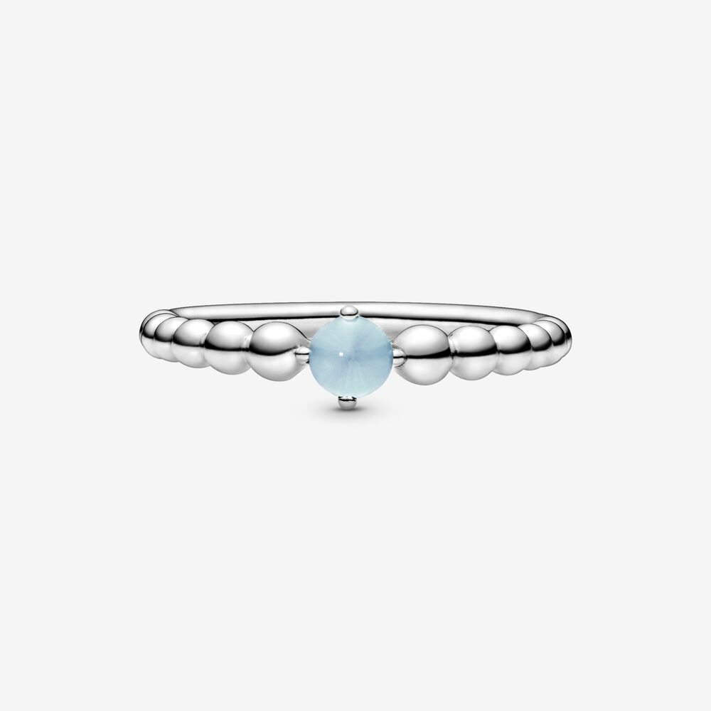 Sky Blue Beaded Ring
