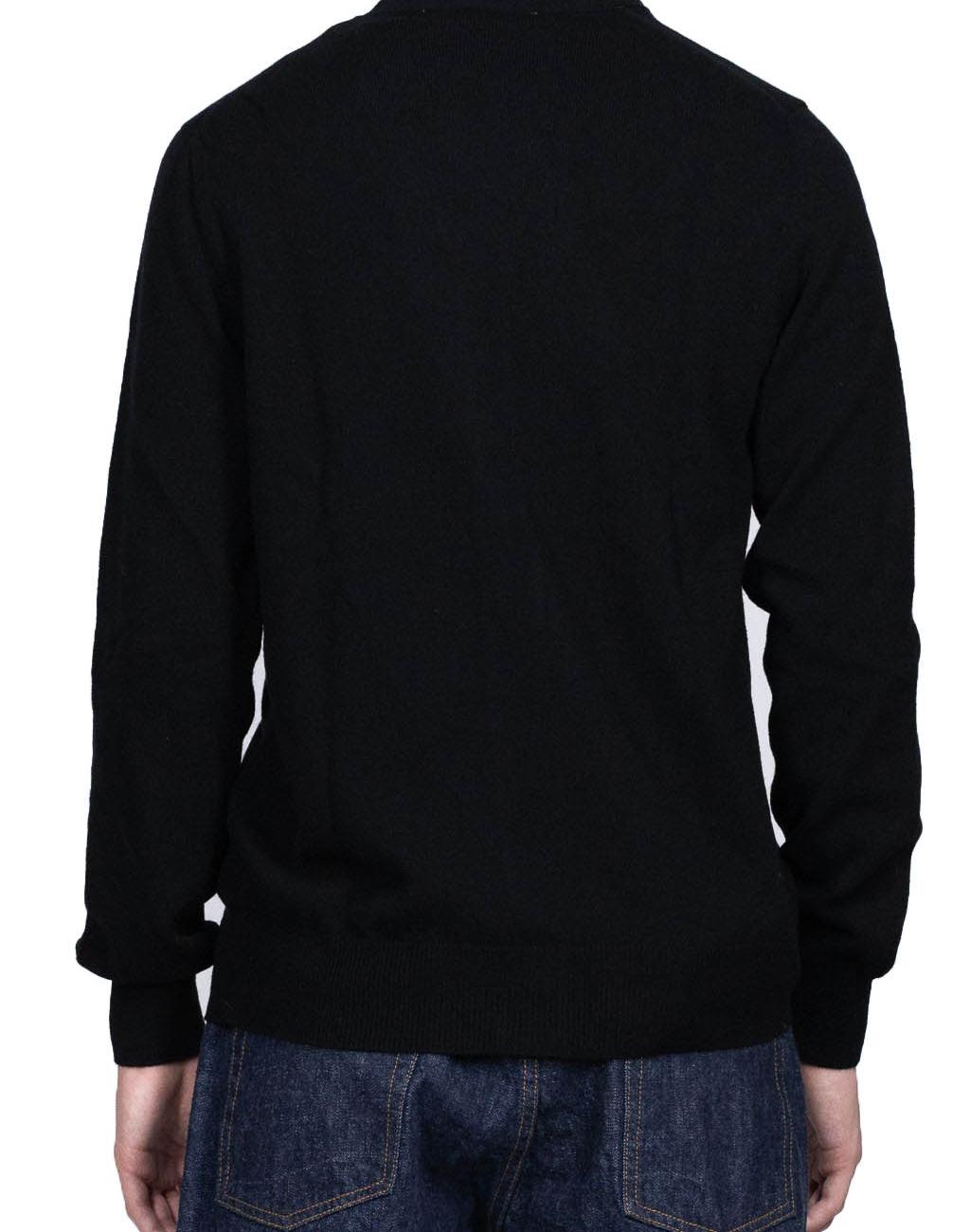 MEN'S WHITE HEART CARDIGAN - BLACK