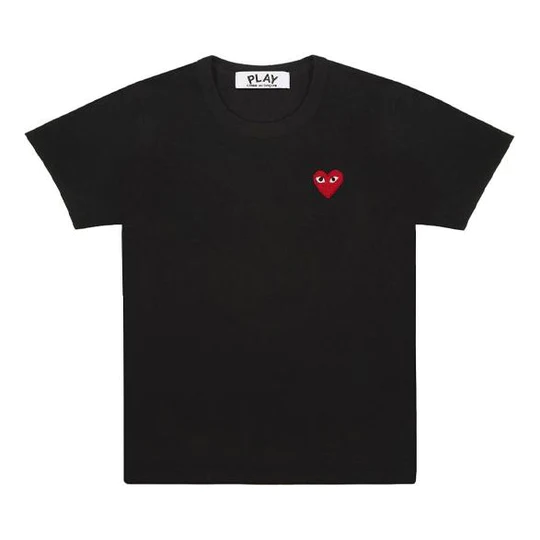 Women's CDG Play Short Sleeve Round Neck T-shirt Black