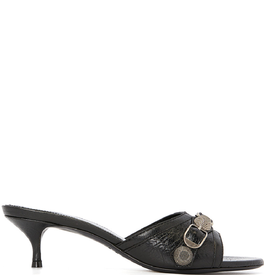 (W) Balenciaga Arena Lambskin Cagole 50mm Sandal Black