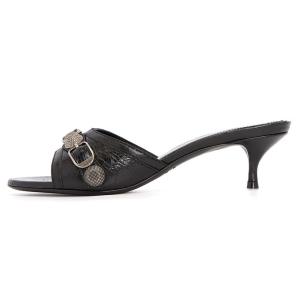 (W) Balenciaga Arena Lambskin Cagole 50mm Sandal Black
