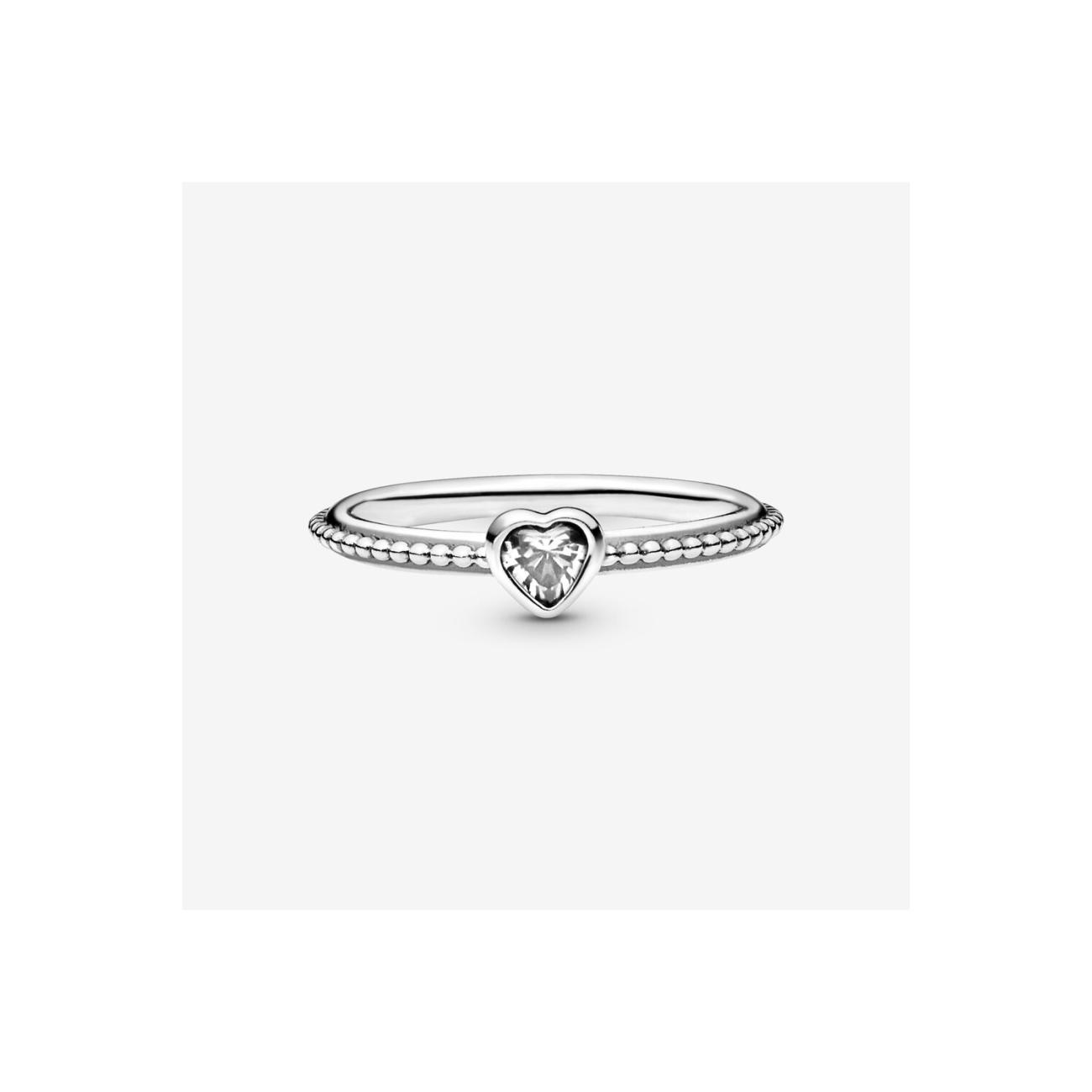 Clear Heart Beaded Ring