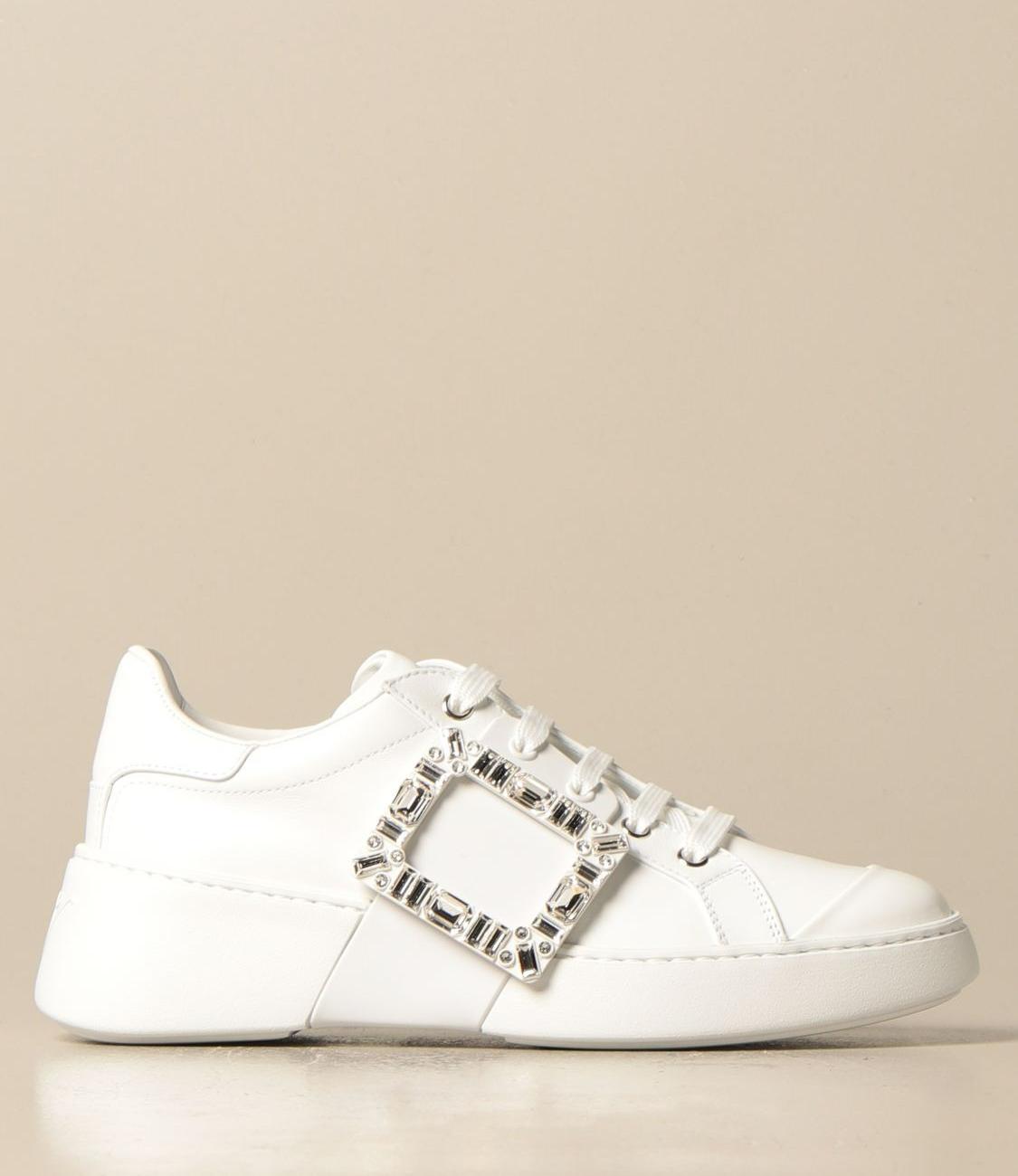 Viv 'skate Roger Vivier sneakers in leather with crystal buckle