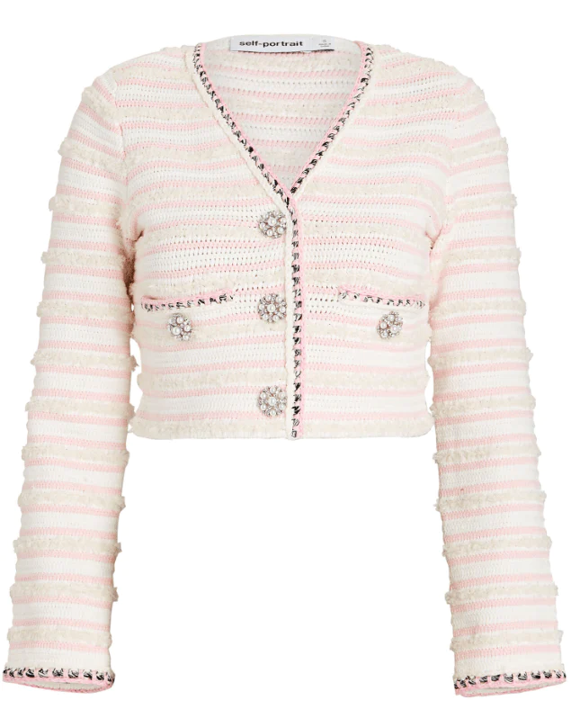 Self-Portrait Multi-Stripe Knit Cardigan