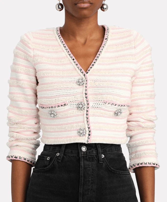 Self-Portrait Multi-Stripe Knit Cardigan