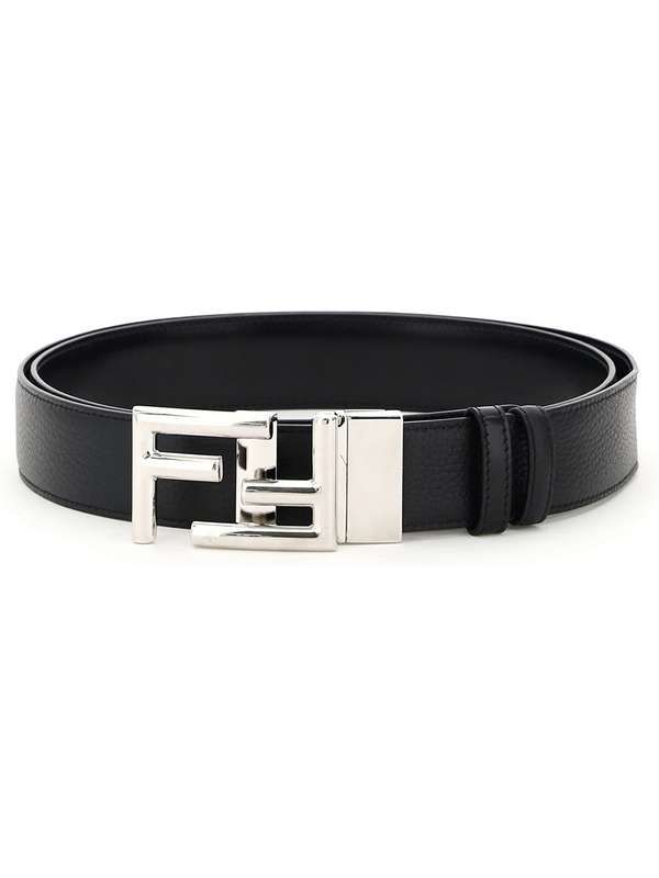 Silver FF Buckle Leather Belt