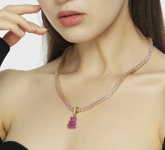Nostalgia bear - Magenta - Pave connector