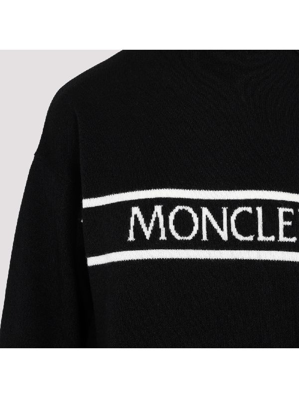 Logo Shoulder Button High Neck Wool Knit Top