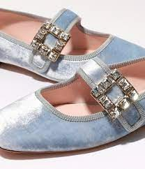 Tres Strasbuckle velvet ballerina flats