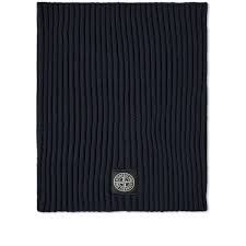 Logo patch ribbed wool neck warmer