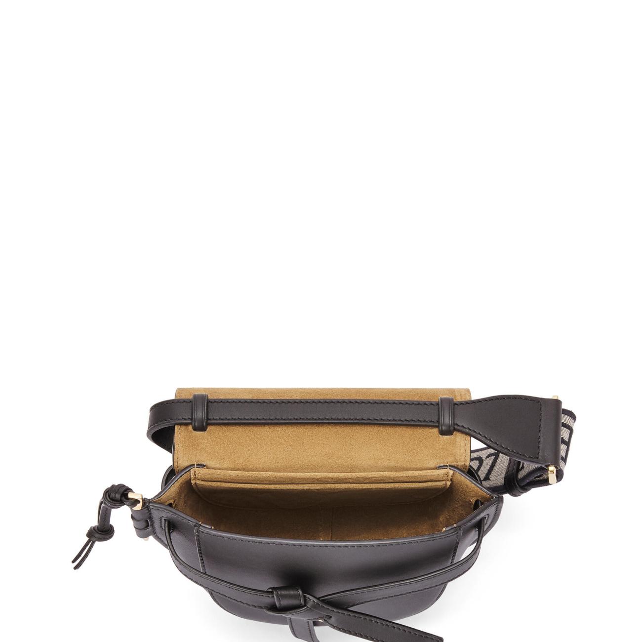Mini Gate Dual bag in soft calfskin and jacquard - Black