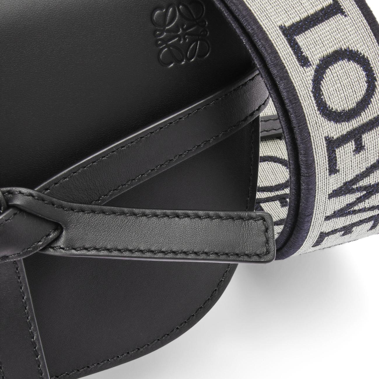 Mini Gate Dual bag in soft calfskin and jacquard - Black