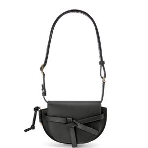 Mini Gate Dual bag in soft calfskin and jacquard - Black