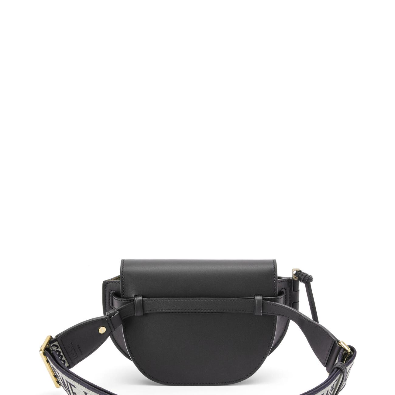 Mini Gate Dual bag in soft calfskin and jacquard - Black