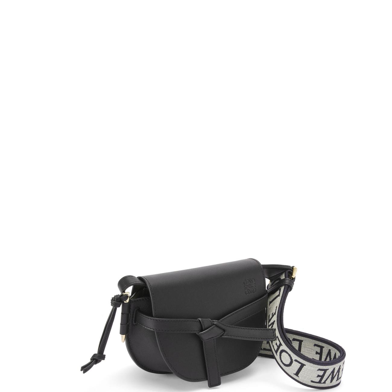 Mini Gate Dual bag in soft calfskin and jacquard - Black