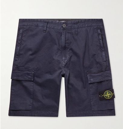 OLD EFFECT STRETCH BROKEN COTTON BERMUDA CARGO PANTS