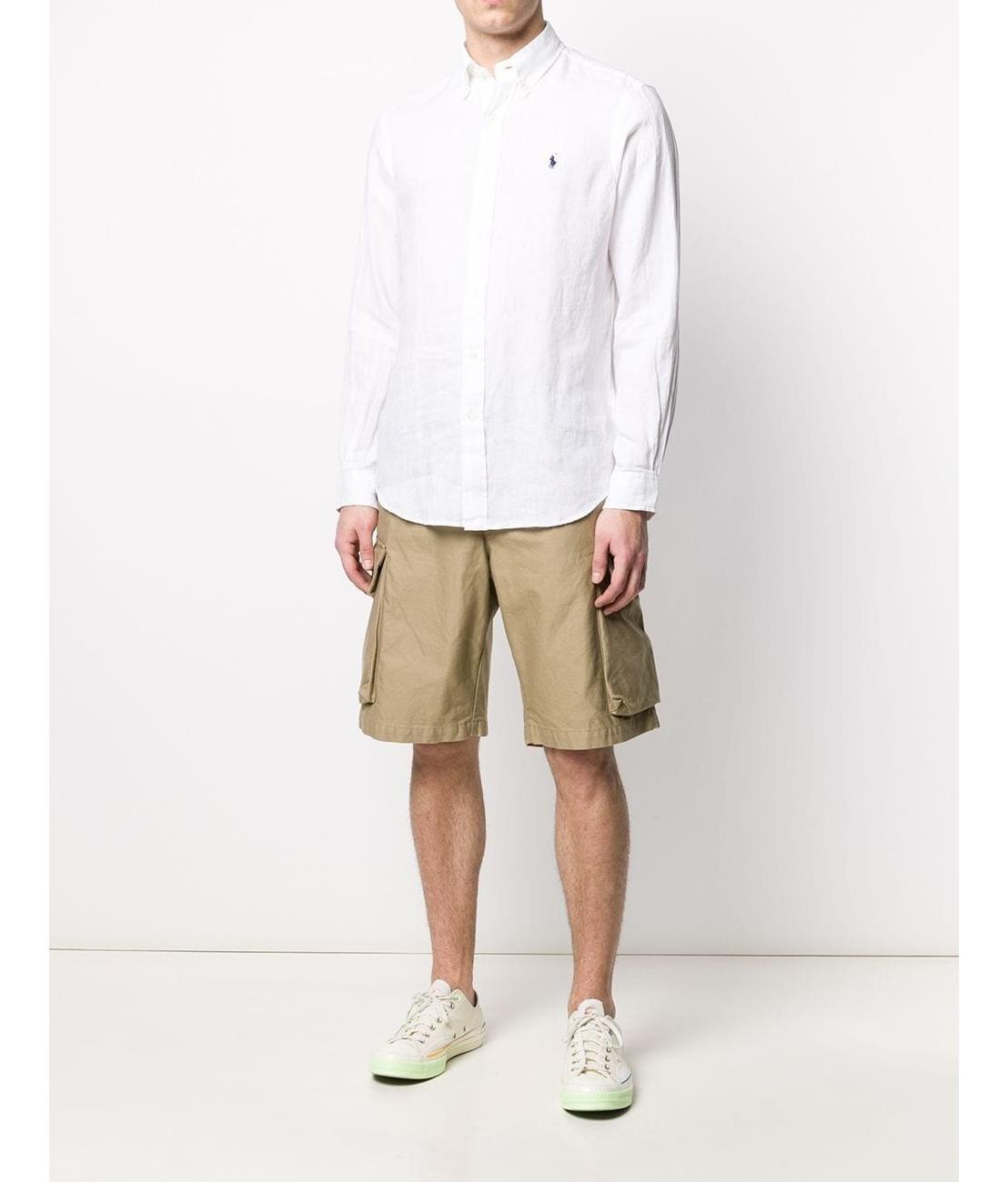 Pony logo embroidered linen shirt - White