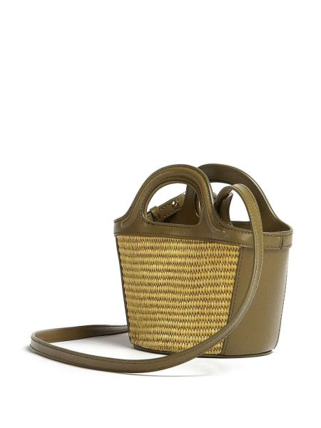 TROPICALIA MICRO BAG IN GREEN LEATHER AND RAFFIA 