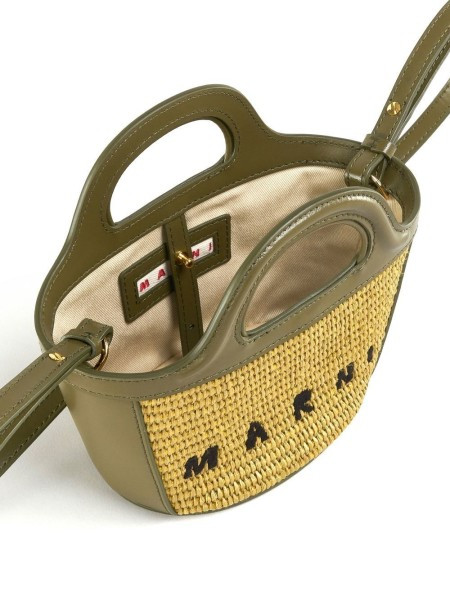 TROPICALIA MICRO BAG IN GREEN LEATHER AND RAFFIA 