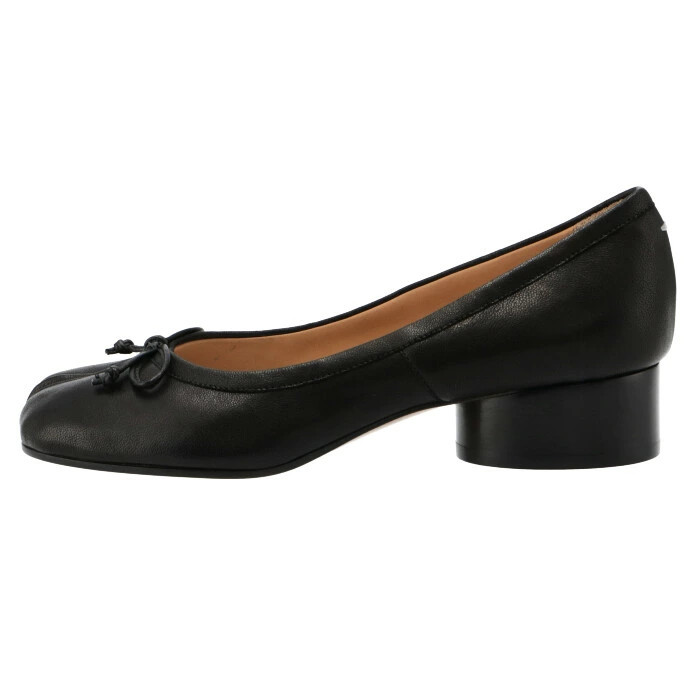 (W) Maison Margiela Tabi Leather Ballerina Pumps Black