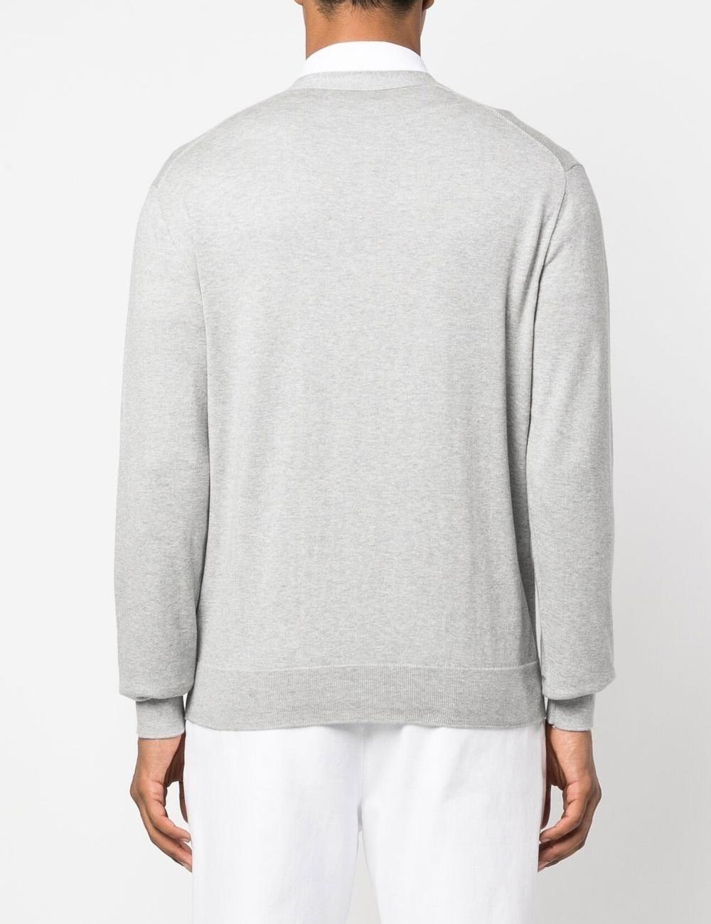 Pony Logo Embroidered Cardigan - Gray