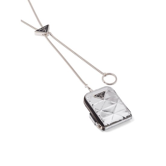 Brushed leather triangular logo pouch