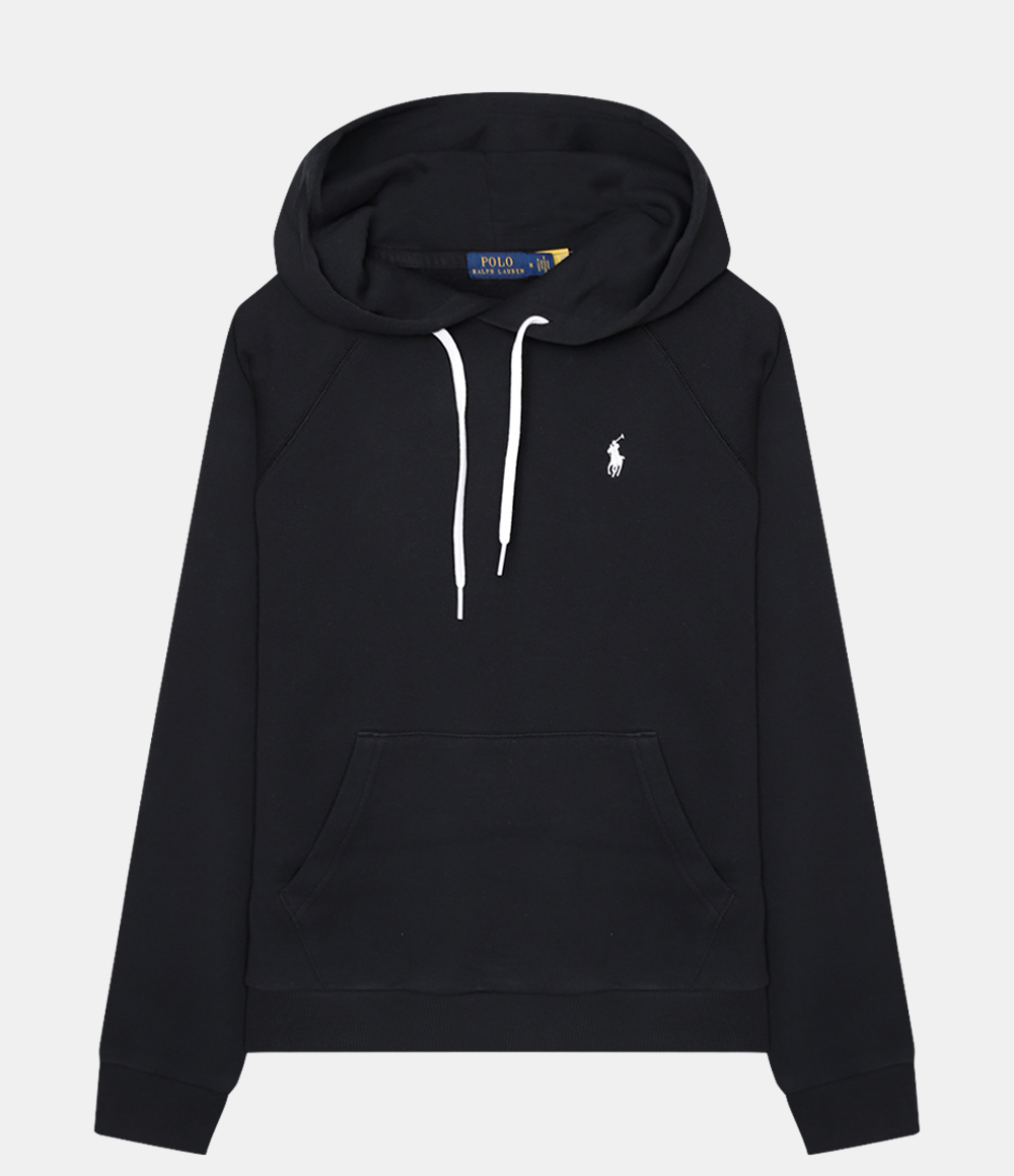 Pony logo embroidered hoodie - Black
