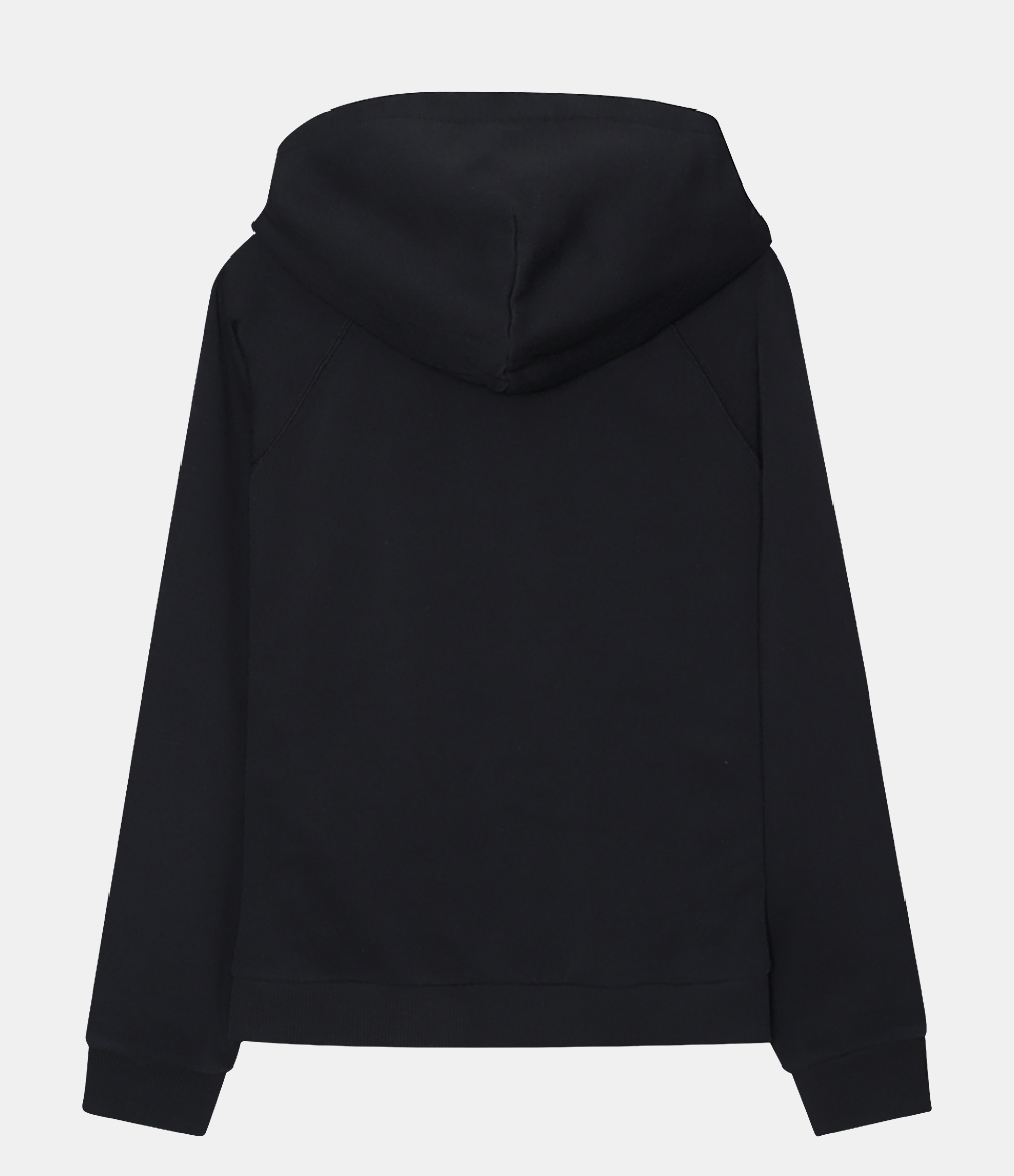 Pony logo embroidered hoodie - Black