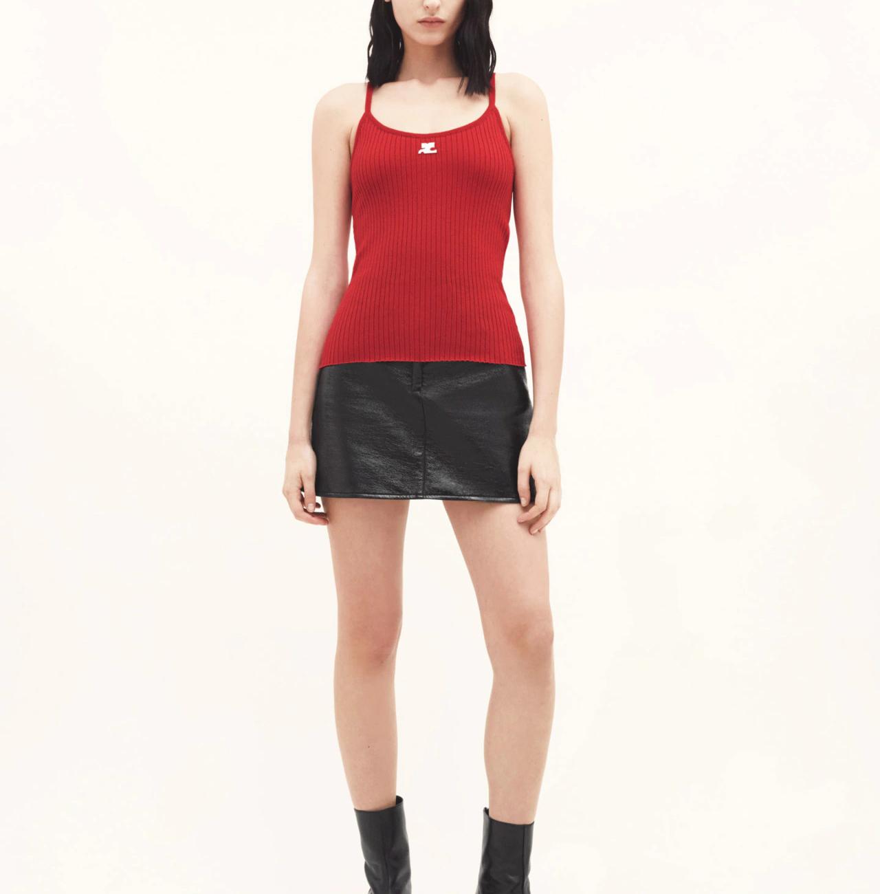 KNITTED TANK TOP REEDITION - Red