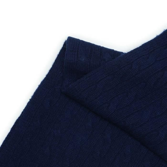 Pony Logo Embroidery Cable Knit Wool Muffler - Navy 