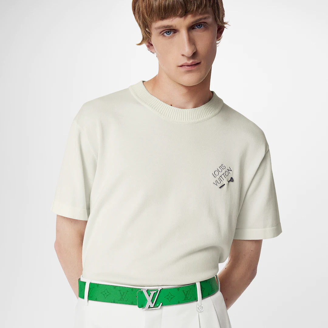 LV INITIALS 40MM REVERSIBLE BELT - White