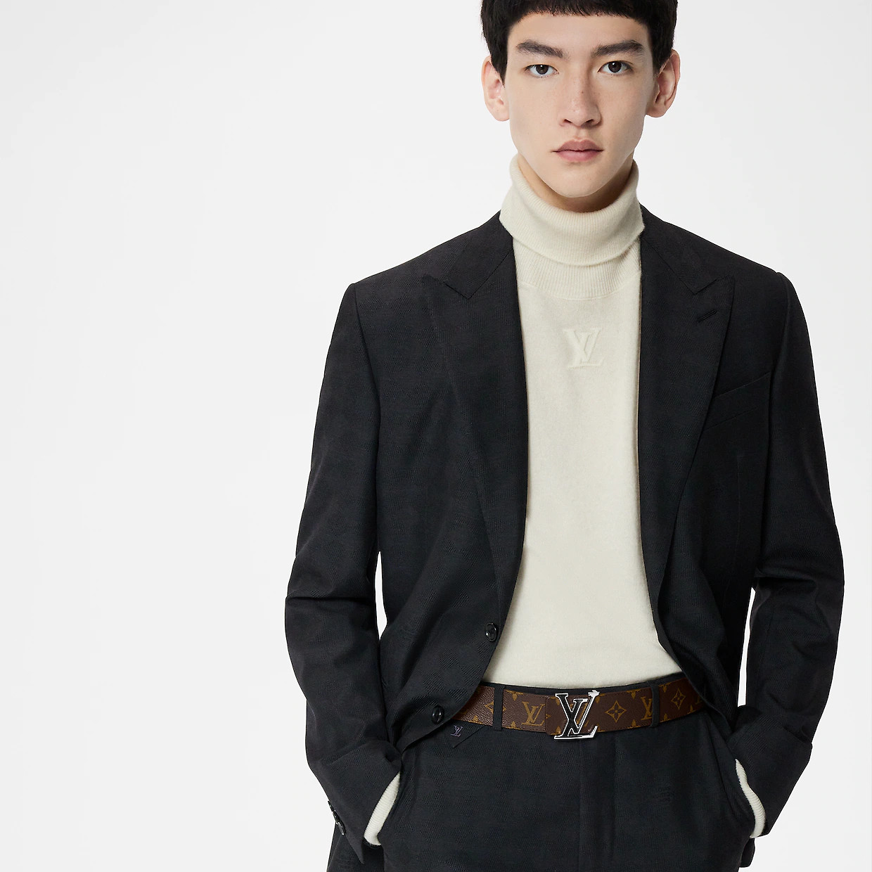 LV INITIALS 40MM REVERSIBLE BELT - Beige