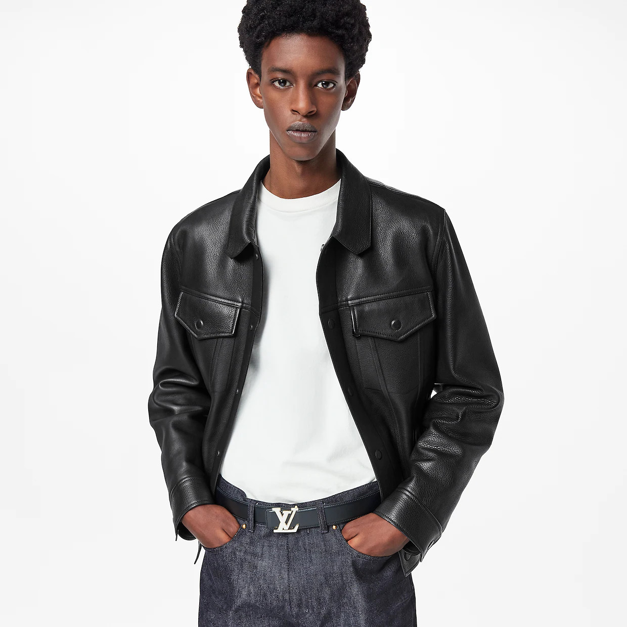 LV MIRROR 35MM REVERSIBLE BELT - Brown