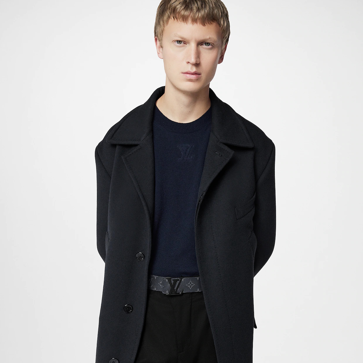 LV INITIALES 40MM MATTE BLACK BELT