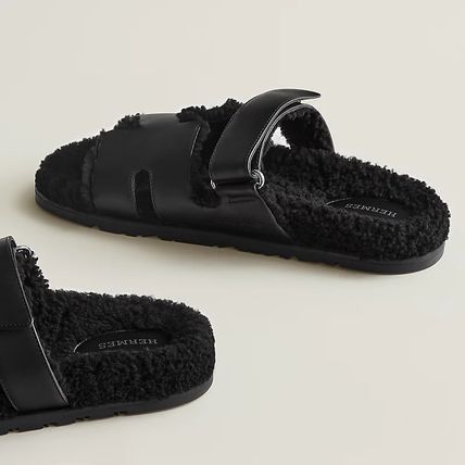 Hermes Chypre Sandal Calfskin Woolskin & Noir