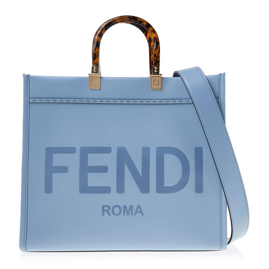 Fendi Sunshine Medium Light blue leather shopper