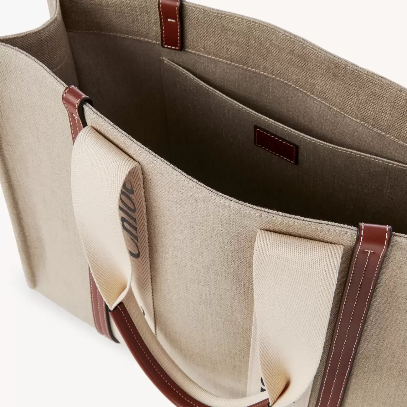 large woody tote bag beige