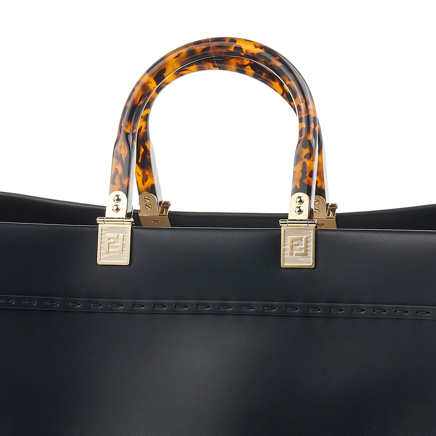 Large Fendi Sunshine Black leather shopper