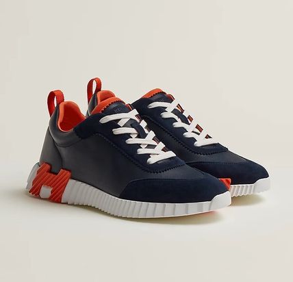 Hermes Bouncing Sneakers Calfskin Suede Goatskin & Marine