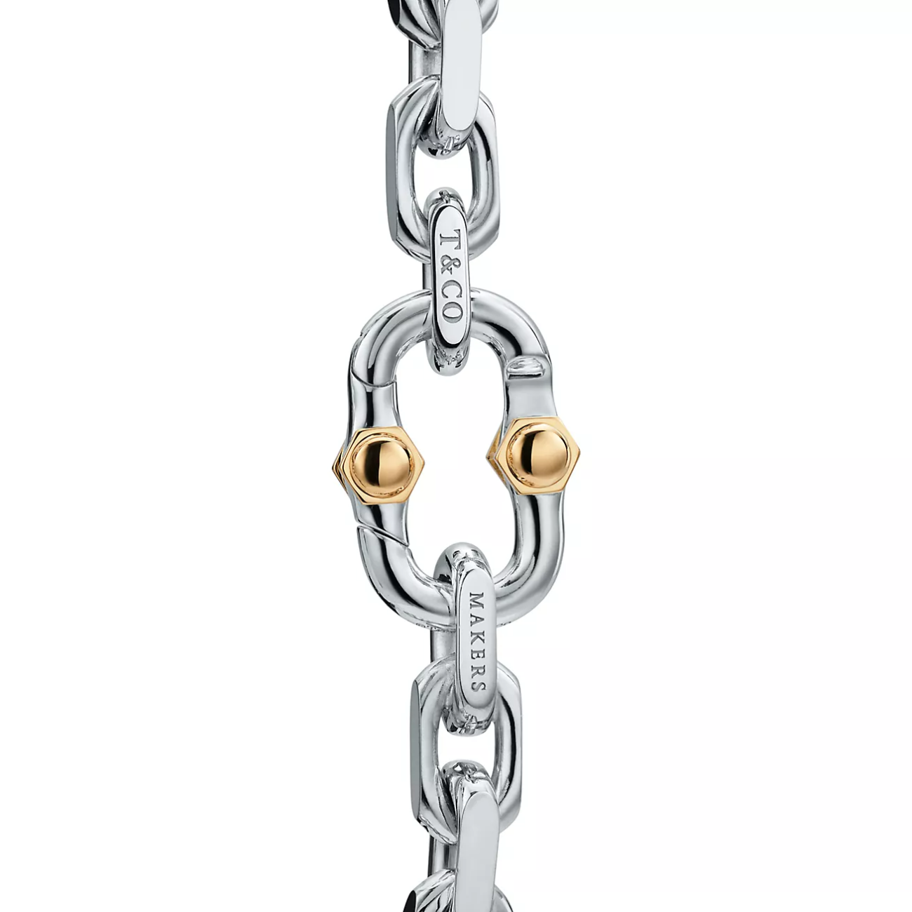 Tiffany & Co. Tiffany 1837 Makers Wide Chain Bracelet Silver & Yellow Gold