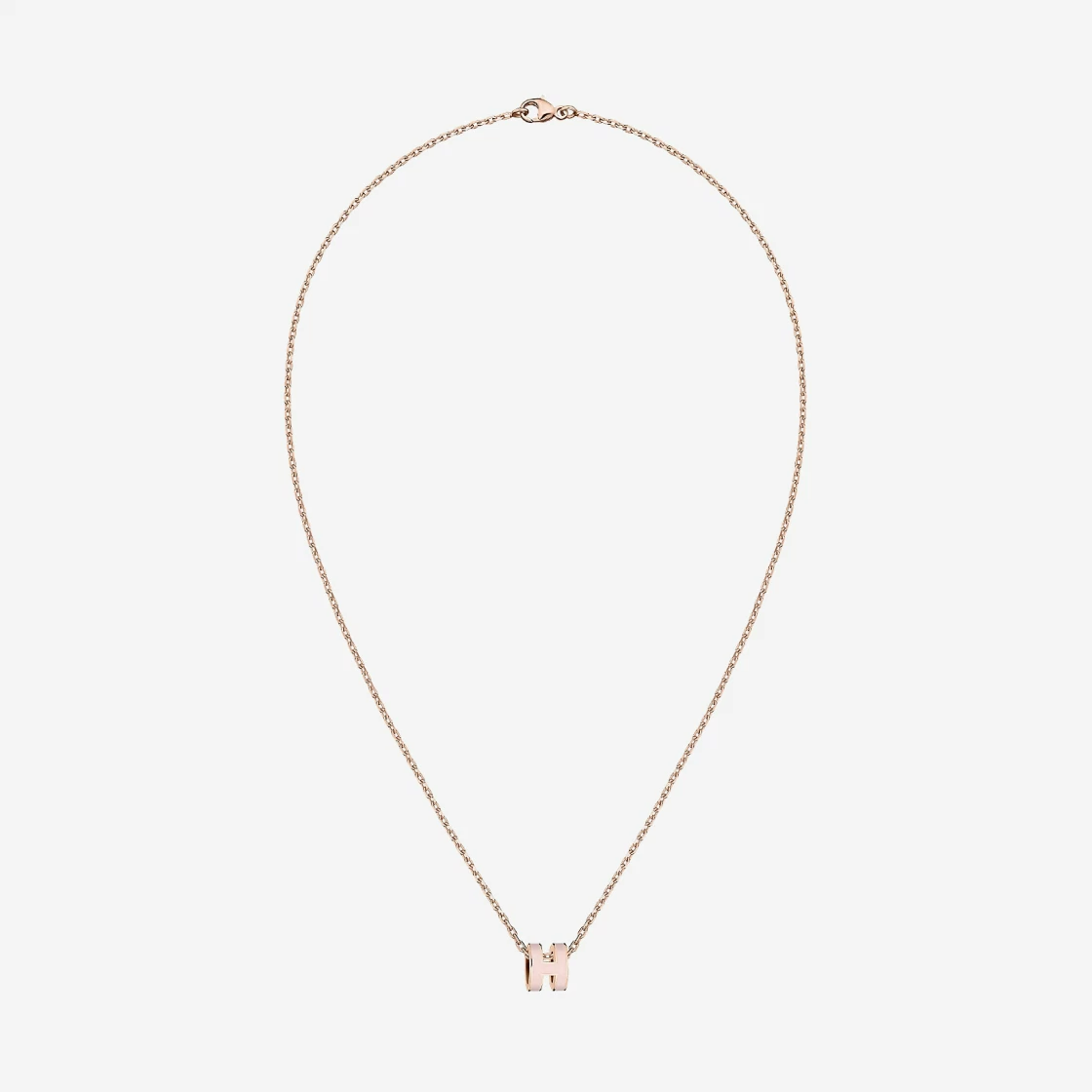 (W) Hermes Mini Pop H Pendant Rose Gold & Rose Dragee