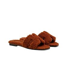 Hermes Oran Sandal Woolskin & Cognac