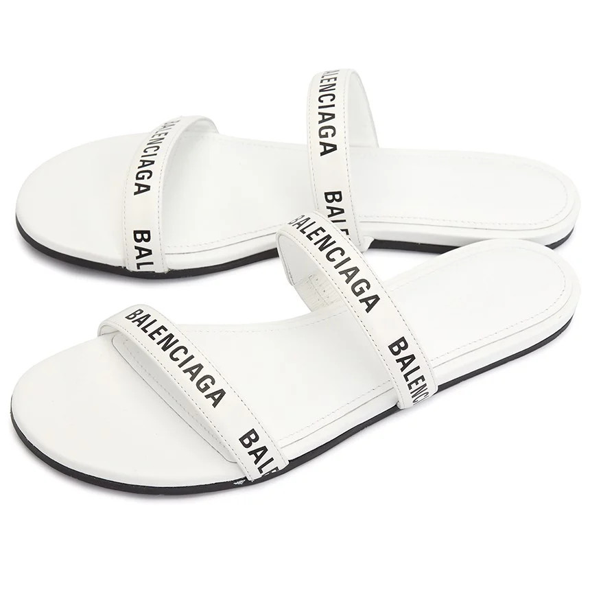 Round Flat Slippers Sandals 'White'