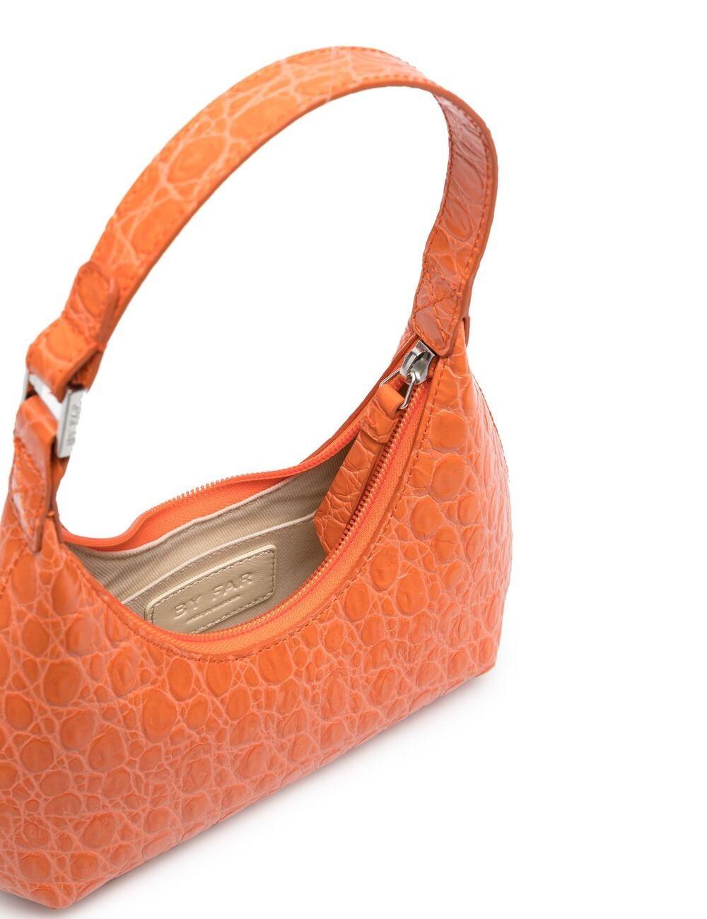 BABY AMBER PAPAYA CIRCULAR CROCO EMBOSSED LEATHER 