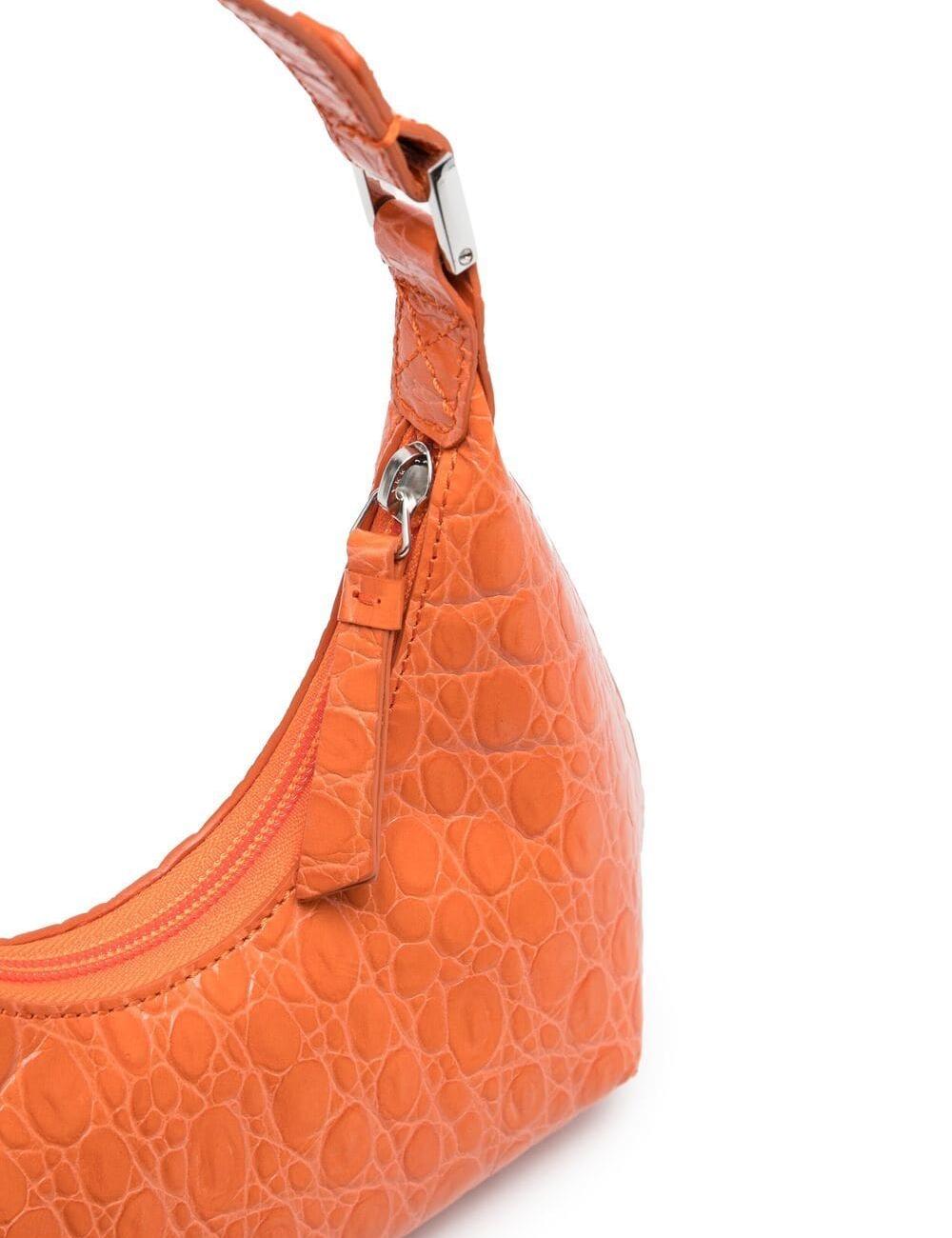 BABY AMBER PAPAYA CIRCULAR CROCO EMBOSSED LEATHER 