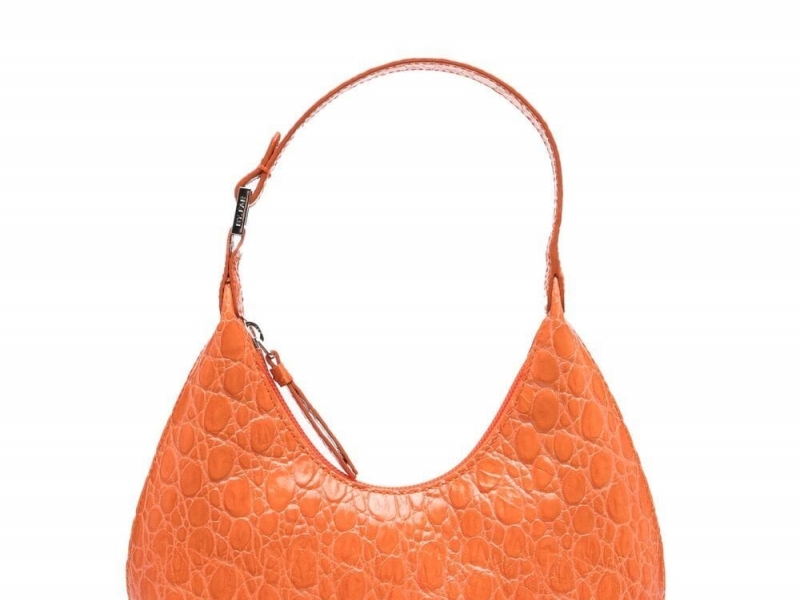 BABY AMBER PAPAYA CIRCULAR CROCO EMBOSSED LEATHER 